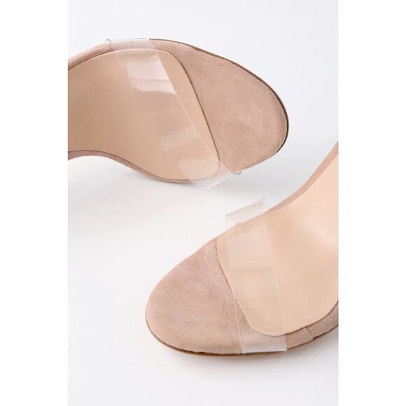 NEW Tony Bianco Kiki Clear Vynalite/Blush Kid Suede Leather Ankle Wrap Heels W 8 - Picture 3 of 11